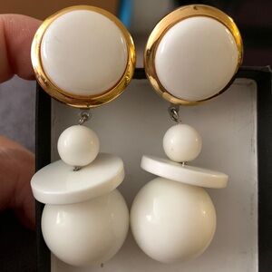 White Ball Earrings